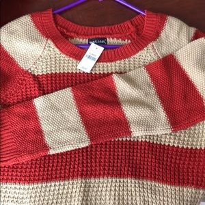 Wet Seal Orange Beige Striped Pullover Sweater